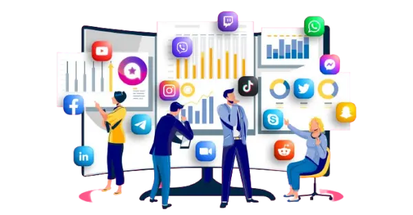 Graphic displaying Social Media logos